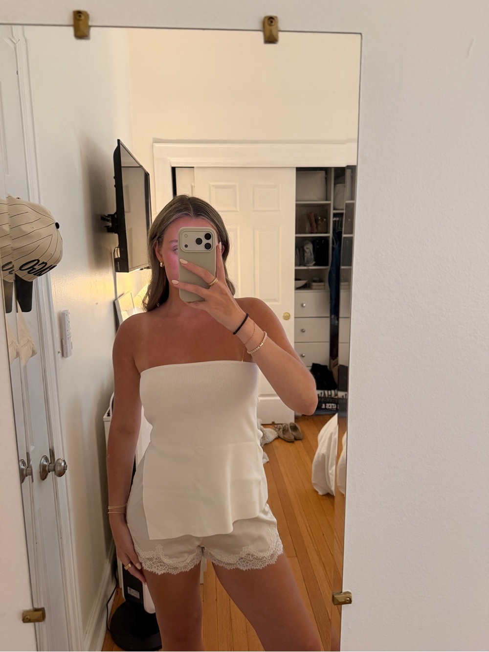 White Strapless Top